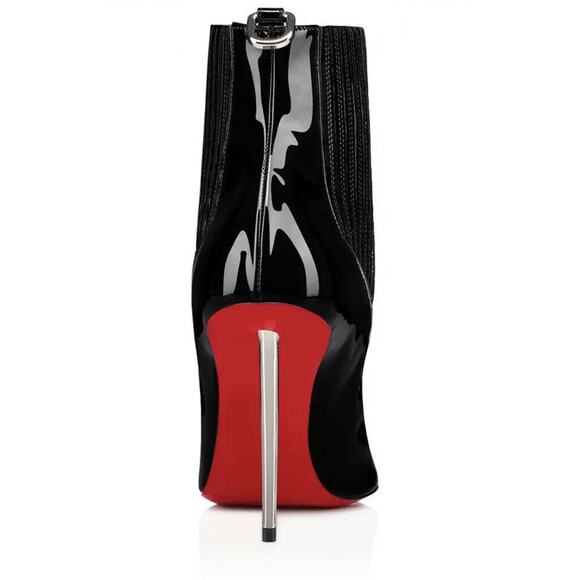 Christian Louboutin Epic Boot 100 Black Patent Stiletto Heel Ankle Bootie 39 - Picture 10 of 12